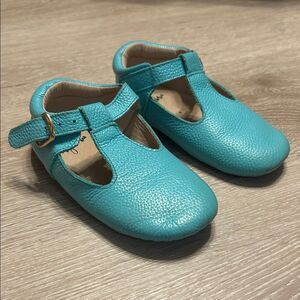 Monkey Feet Teal T Strap Mary Jane Leather Sandals 4-5Y